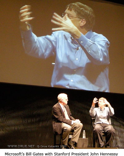 Bill Gates President Hennessy at Stanford