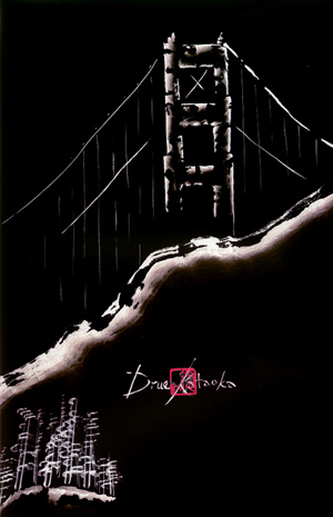 Sumi-e Painting of Golden Gate bridge by Drue Kataoka